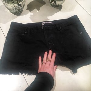 Free People Black Denim Shorts